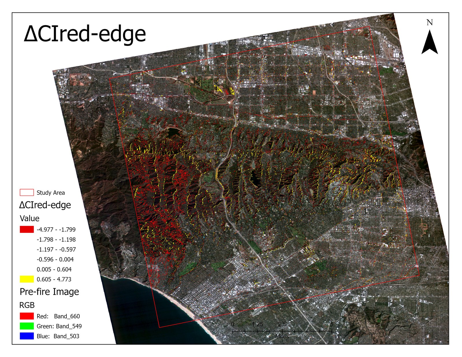 ChangeCIred-edge change detection over the burn area