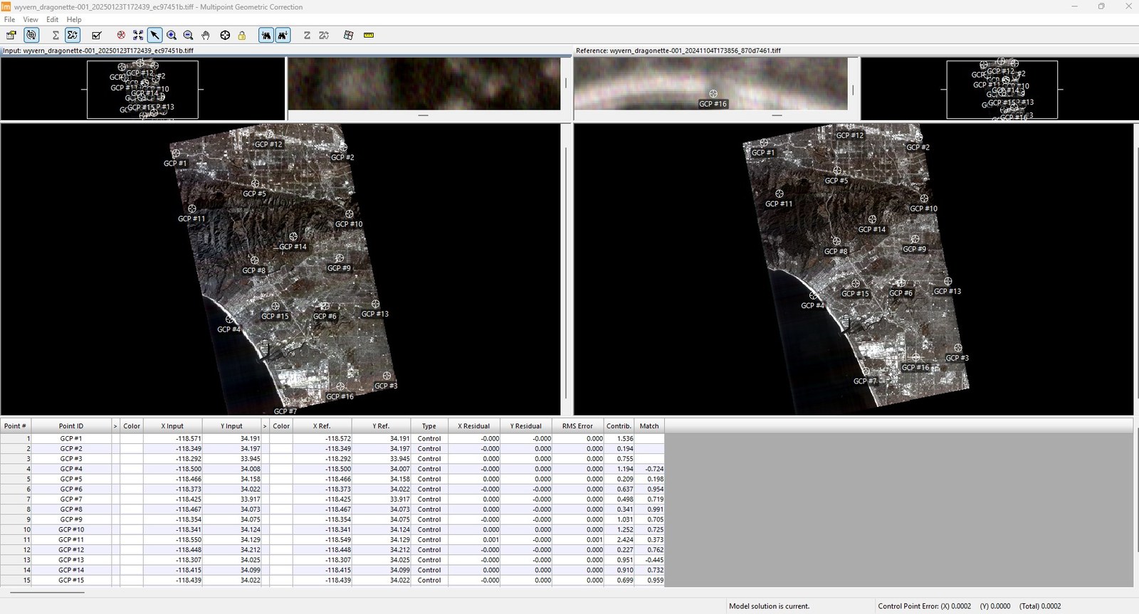 Multipoint geometric correction, total RMS 0.0002