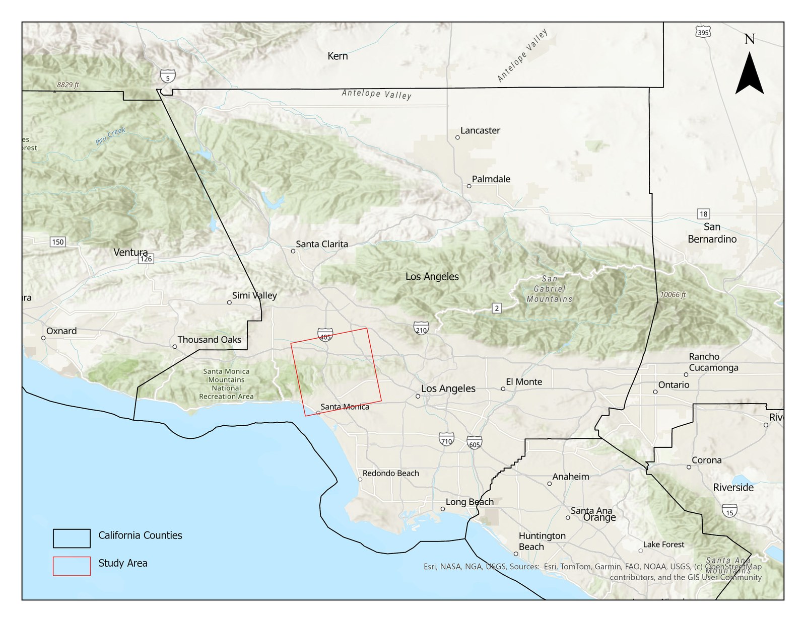 Study area in Los Angeles County